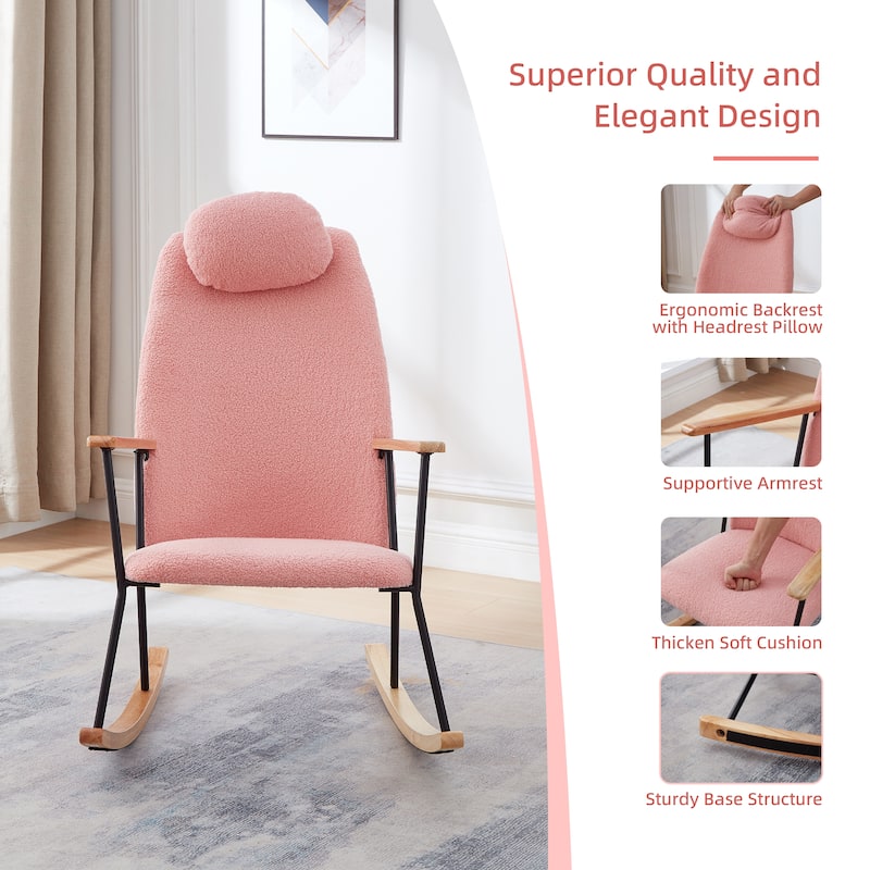 Modern Rocking Accent Chairs Comfy Side Chair for Nursery, Bedroom, Living Room