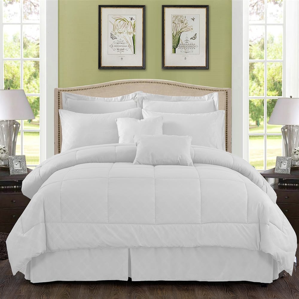 10-piece Solid Plaid Comforter Set