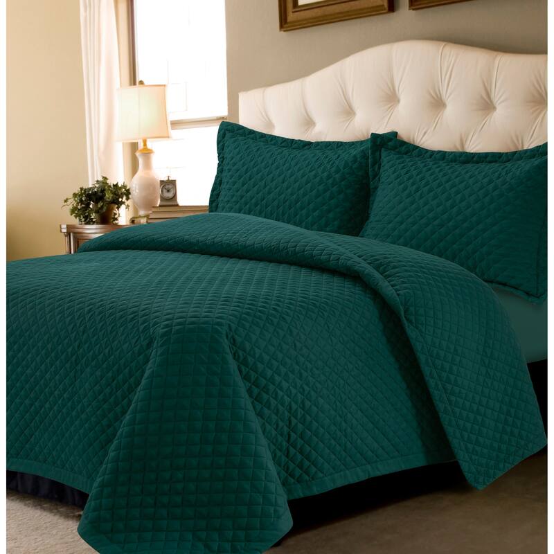 Brisbane Solid Oversized Quilt Set - Teal - Twin