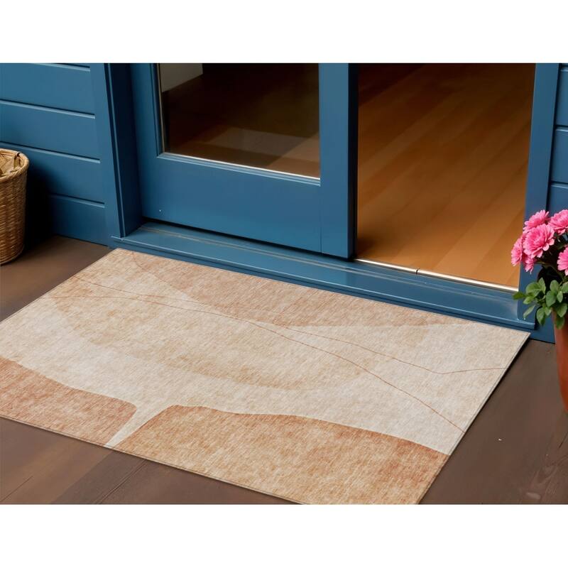 HomeRoots Abstract Transitional Rectangle Outdoor Rug - 3' x 5'