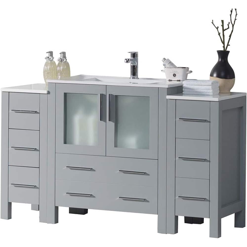 Blossom 54" Solid Wood Bathroom Vanity with Ceramic Sink & Storage