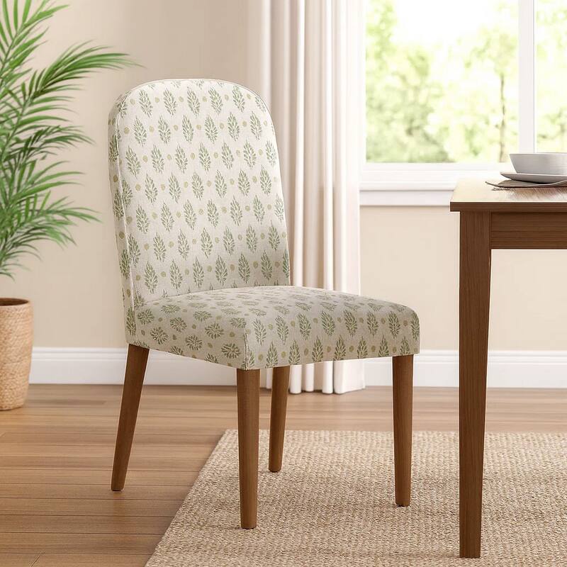 Mio Dining Chair with Rounded Back, Sage Paisley Medallion Fabric