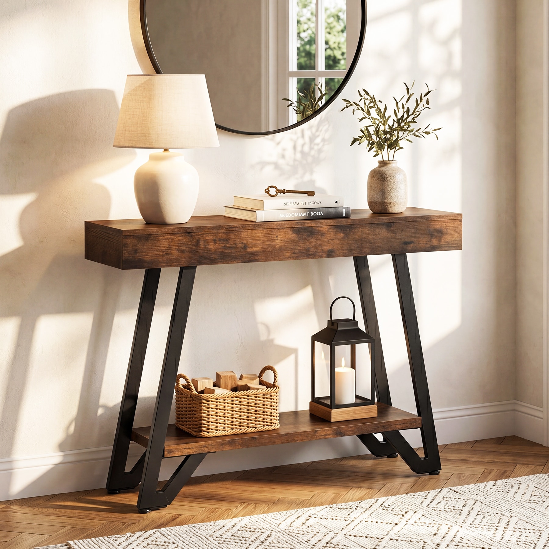 2-Tier Narrow Console Table for Entryway Living Room - 40.5" W x 11.81" D x 31.5" H