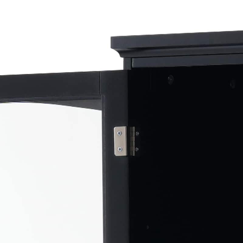 Tall Bathroom Storage Cabinet with Glass Doors