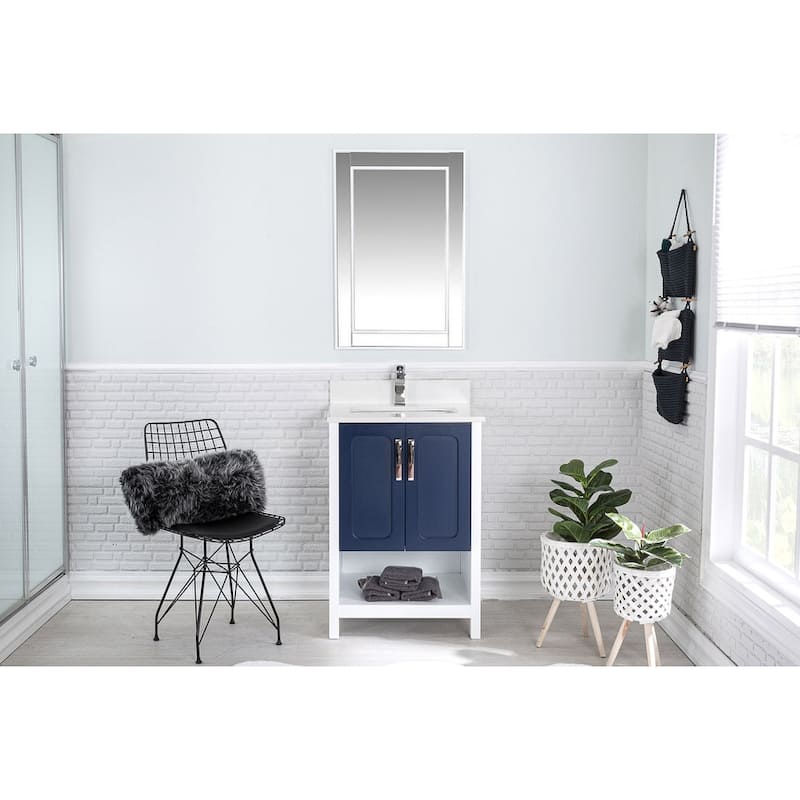 Florin 24'' Free-standing Single Bathroom Vanity with Quartz Vanity Top & Mirror