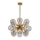 preview thumbnail 28 of 56, 18-Light Cluster Blue Glass Bubble Chandelier - 25in Wide Gold