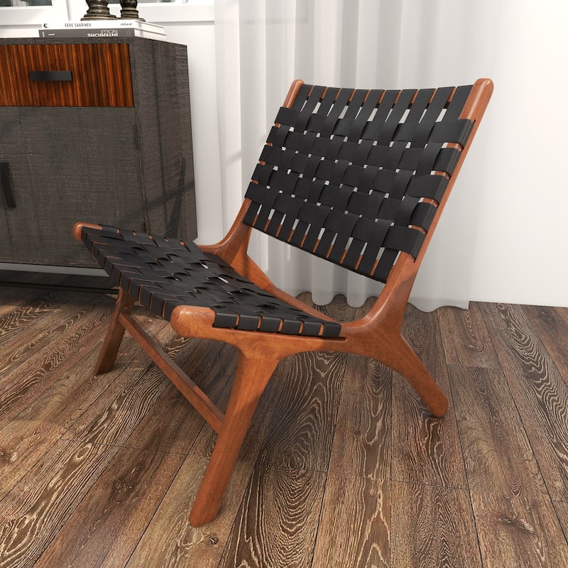 Wood Handmade Woven Accent Chair - Set of 2 Black - Roche River Decor