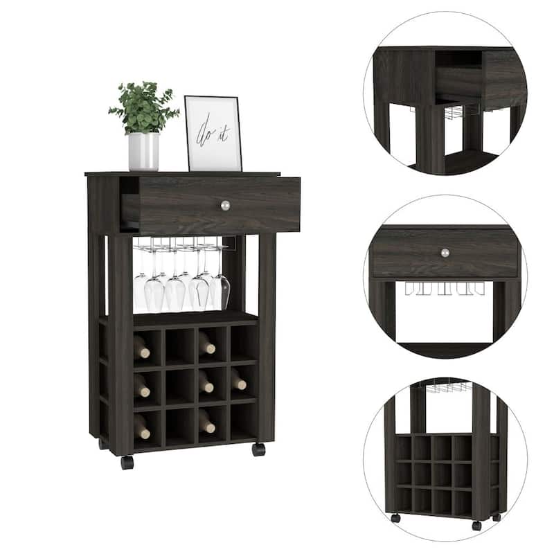 Bar Cart Bayamon, Twelve Wine Cubbies, Four Legs