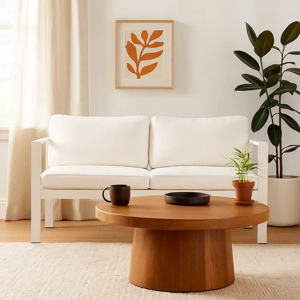 Efficiently Advantageous Upholstered Anodized Aluminum Sofa, White