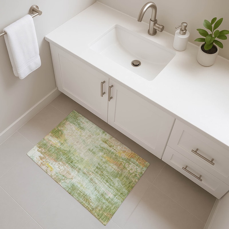 Premium Washable Super Soft Abstract Modern Mayfield Rug - Sage - 1'8" x 2'6"