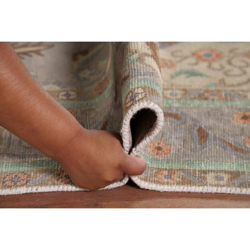 Distressed Grey Tabriz Vintage Persian Rug Hand-Knotted Wool Carpet - 6'7" x 9'4"