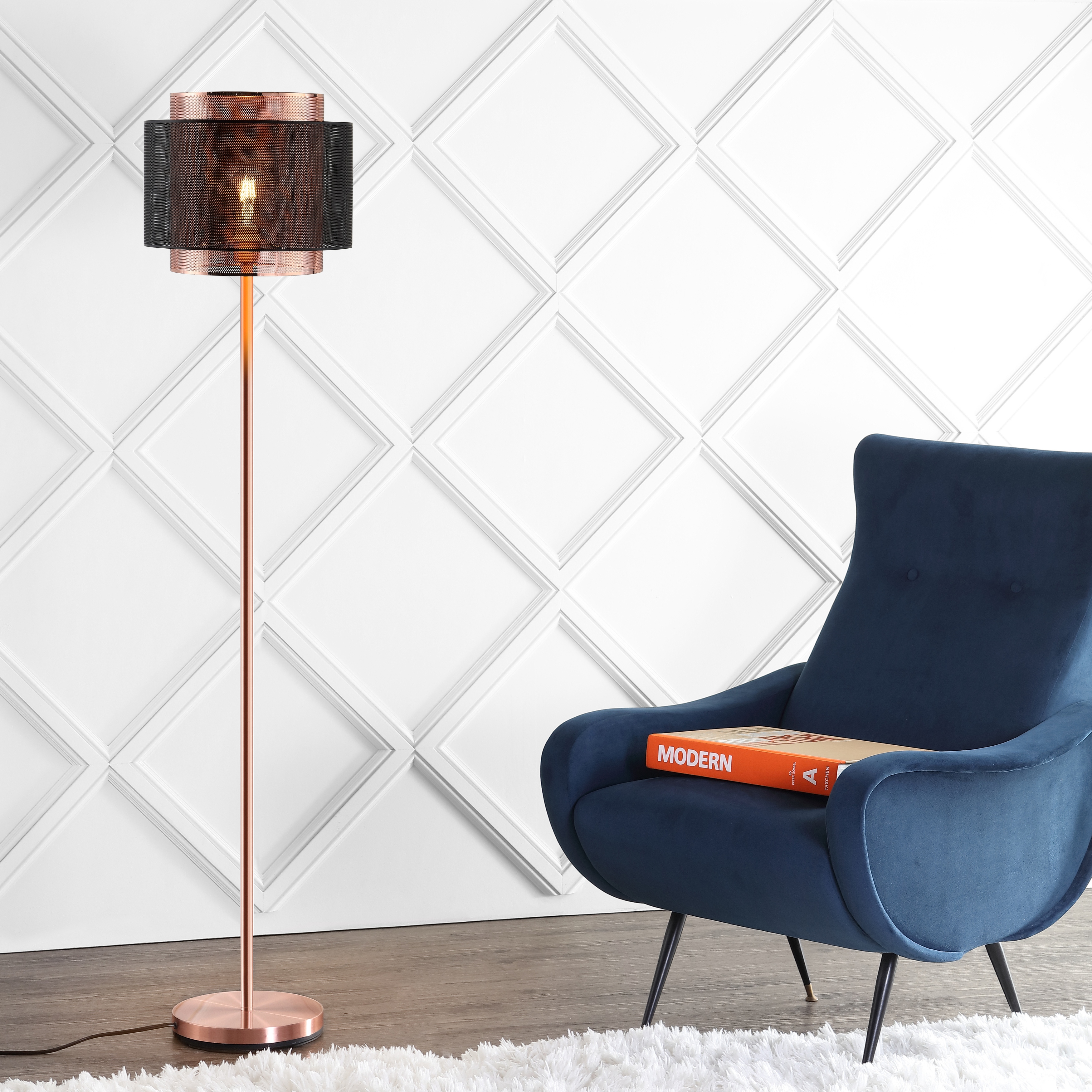 Regina 60.5 Metal LED Floor Lamp Copper Black by Jonathan Y 60.5 H x 13.75 W x 13.75 D