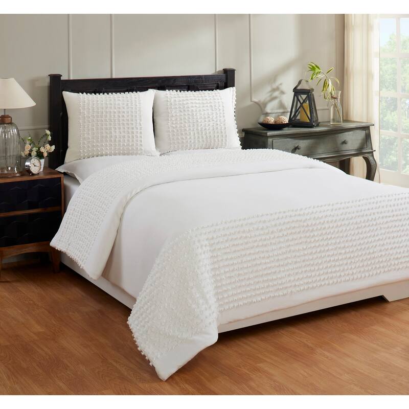 Better Trends Olivia Comforter Set 100% Cotton Tufted Soft Plush Chenille Machine Washable Tumble Dry
