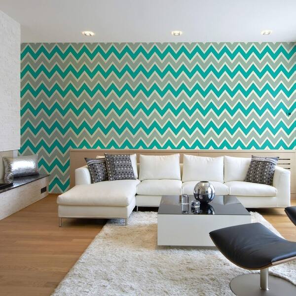 Blue Chevron Peel and Stick Removable Wallpaper 0869 - Bed Bath