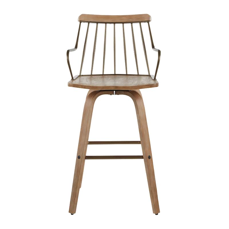 The Gray Barn Preston Counter Stool - White Washed/Antique Copper