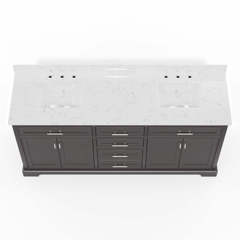 72-Inch Solid Wood Double Sink Bathroom Vanity – Modern Minimalist Design, Waterproof Finish, Soft-Close Drawers