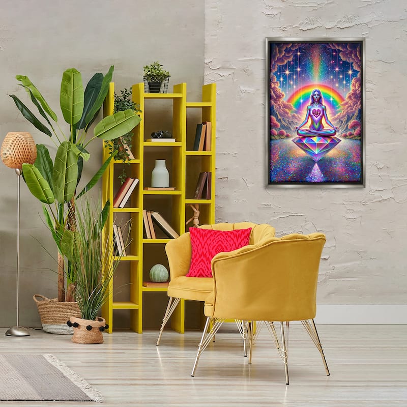 Stupell Spiritual Enlightenment Meditation Framed Floater Canvas Wall Art Design By Spirit of the Rainbow