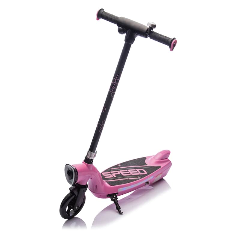 Kids Ride On Electric Scooter With Kickstand,Scooter Bell,Wider Pedal,Non-Slip Handle,Colorful LED Lights,For Kids 6+.