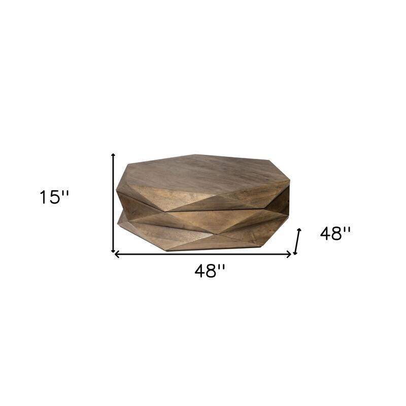 HomeRoots 48" Brown Hexagon Coffee Table - 48