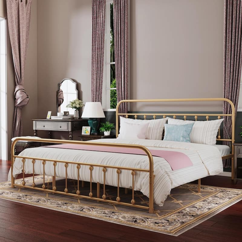 Goutwel Metal Bed Frame Victorian Vintage Style Headboard and Footboard
