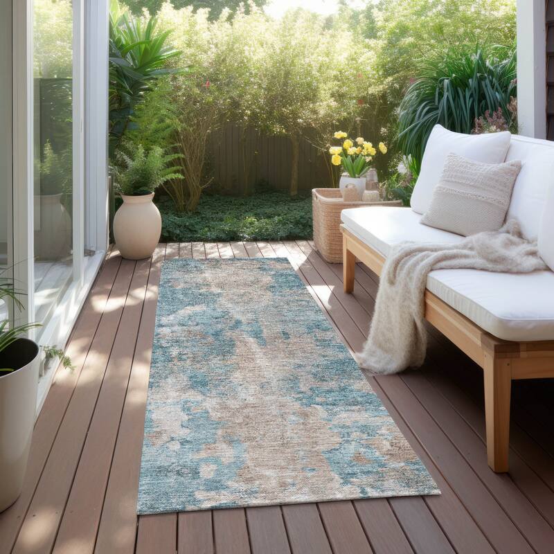 Alfina Unique Abstract Weather Resistant Classic Meets Modern Outdoor Rug