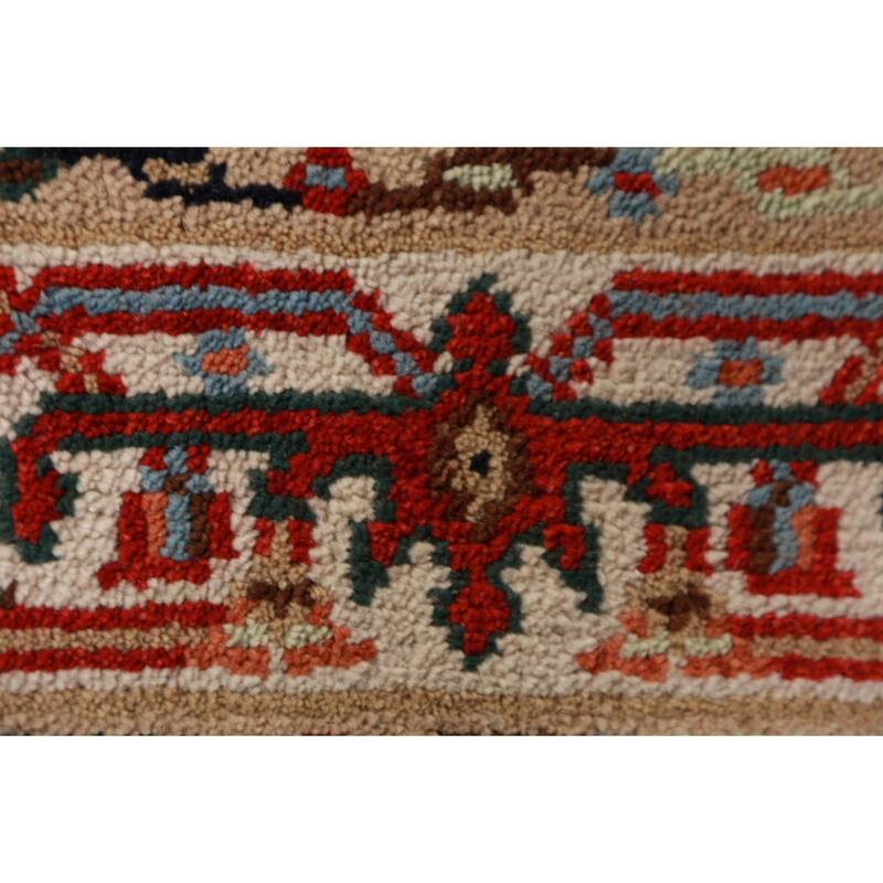 Light Blue Heriz Serapi Indian Foyer Rug Hand-Knotted Wool Carpet - 3'0"x 5'1"