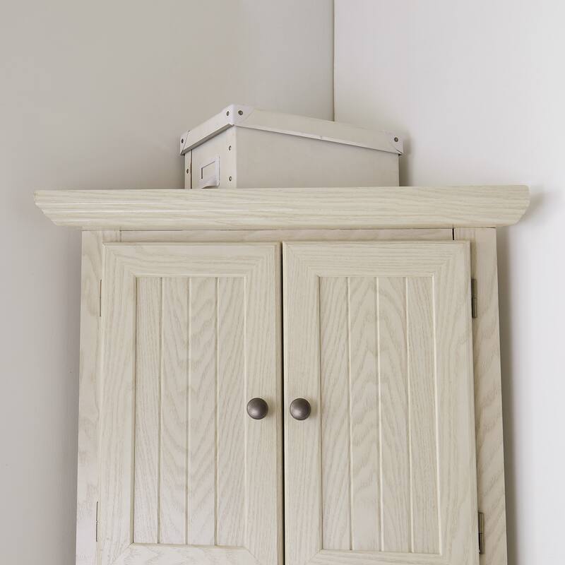 GDF Studio - Farmhouse Corner Cabinet Tall 4-Tier Storage Pantry with 8 Doors.