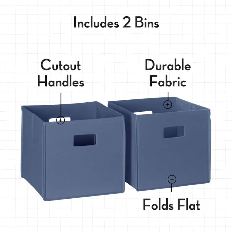 RiverRidge Kids 2pc Fabric Collapsible Storage Cube Organizers with Handles for Playroom Organization