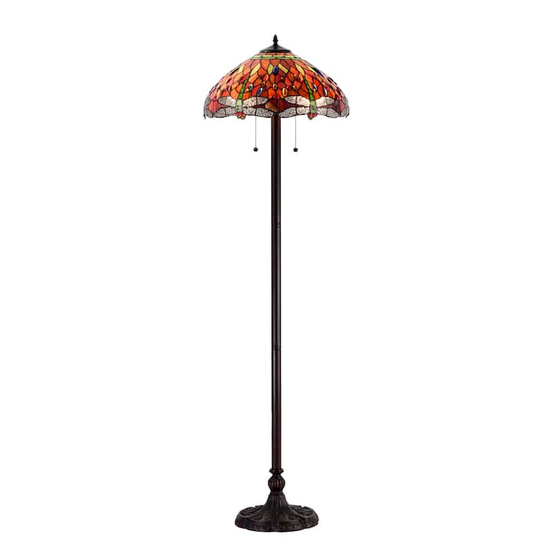 Copper Grove Simeonov Tiffany-style Blue Dragonfly Floor Lamp