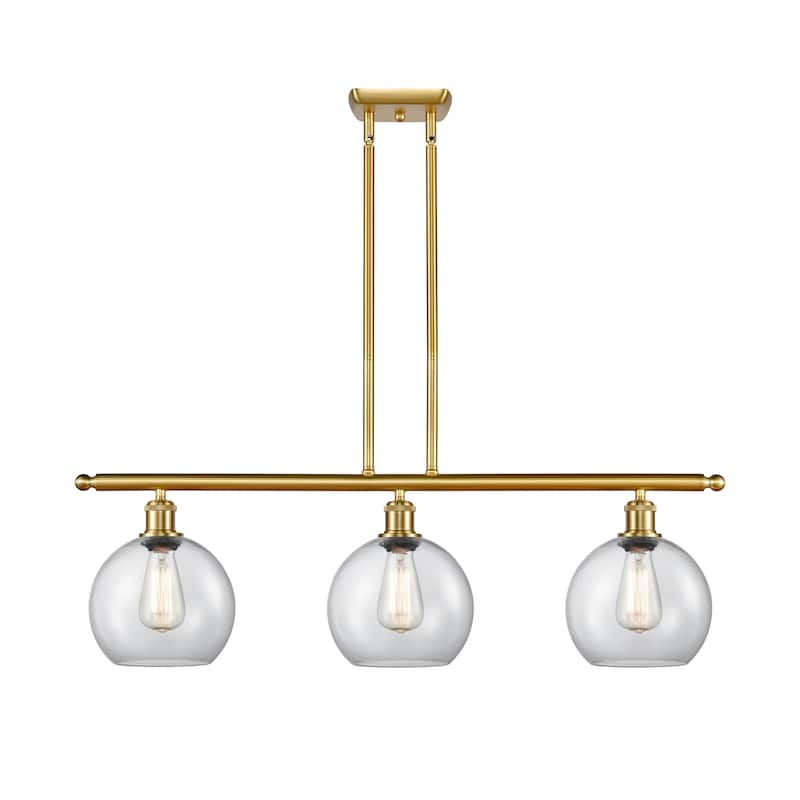 Innovations Lighting Athens 3 Light 36" Island Light - 8" Shade - Clear/Satin Gold