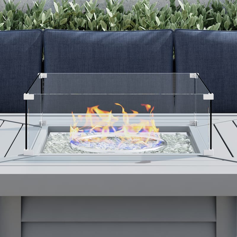 Corvus 21.6" x 21.6" Square Tempered Glass Wind Guard For Fire Pits
