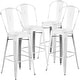 preview thumbnail 19 of 22, 30-inch Distressed Metal Indoor/Outdoor Barstools (Set of 4) White