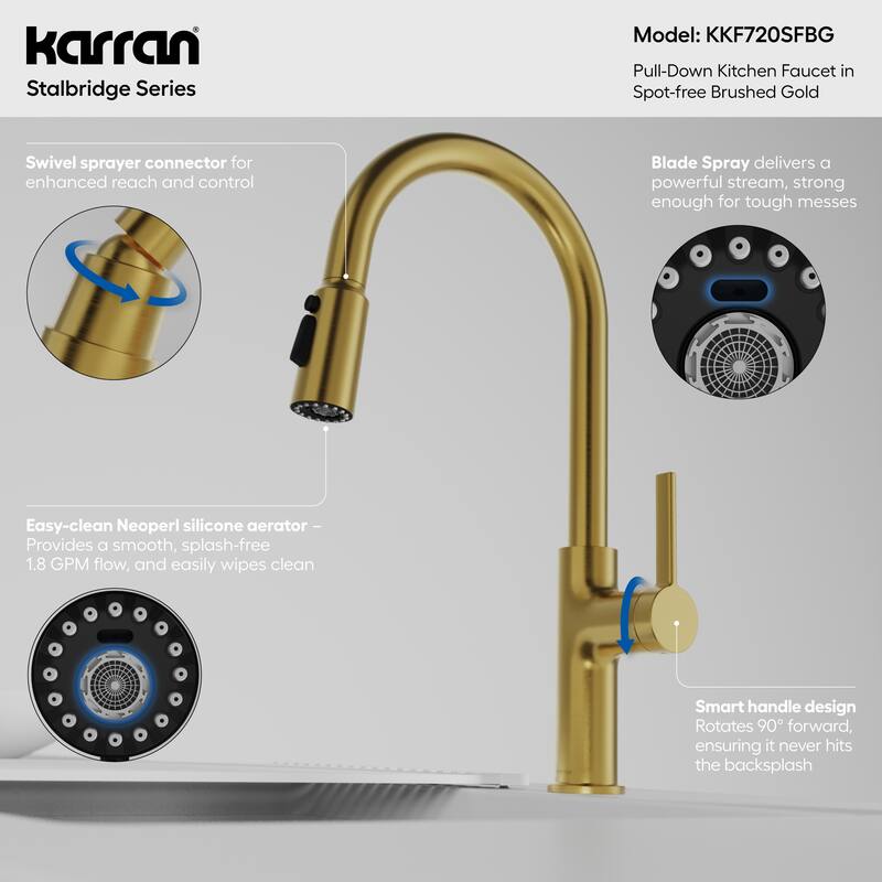 Karran Stalbridge Single Handle Pull-Down Sprayer Kitchen Faucet