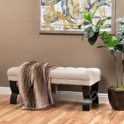 Modern End of Bed Tufted Bench with Solid Wood Legs