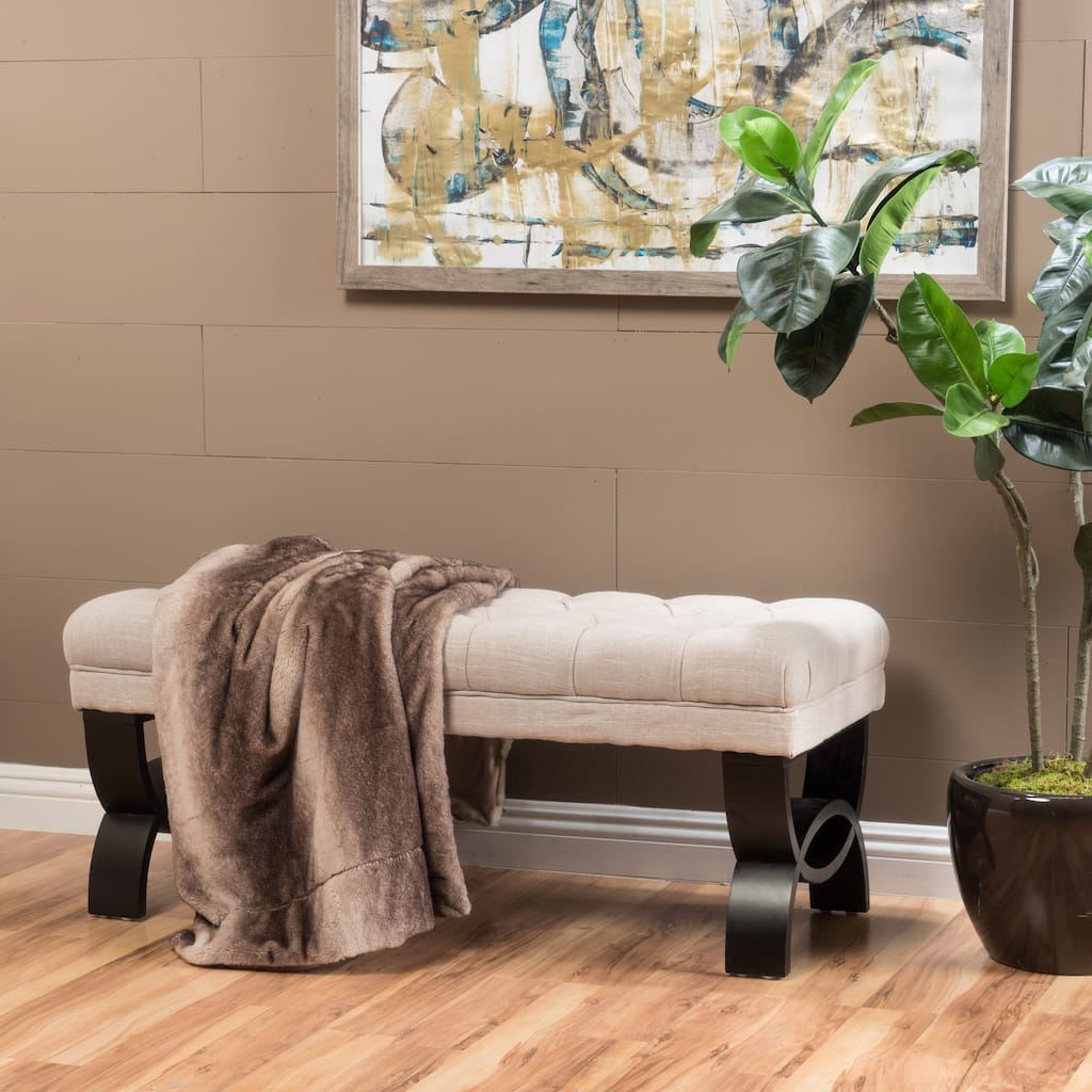 Modern End of Bed Tufted Bench with Solid Wood Legs