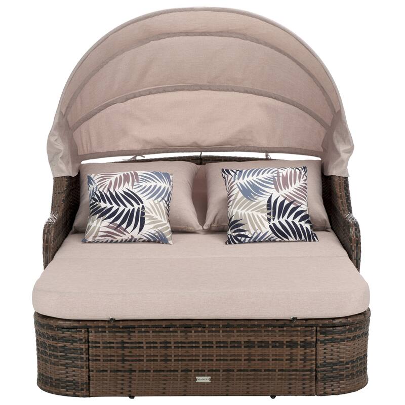 SAFAVIEH Outdoor Living Baloo Daybed - 80"W x 52"D x 50"H - Grey Brown/Light Grey