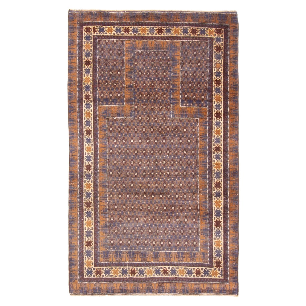 ECARPETGALLERY Hand-knotted Teimani Dark Blue Wool Rug - 2'11 x 4'11