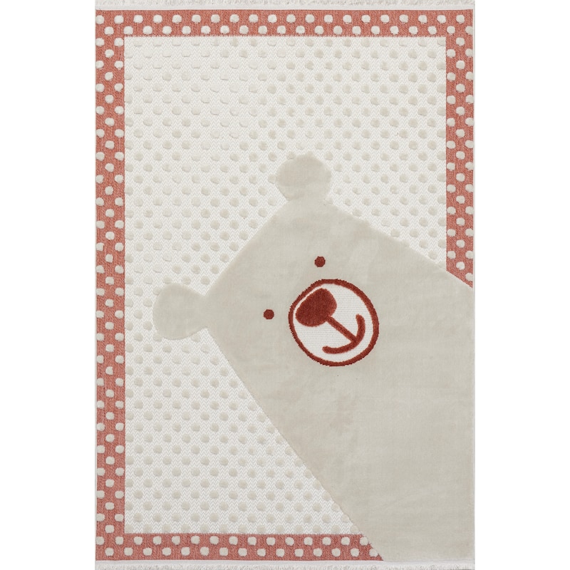 Nuloom Cecelia Polar Bear Kids Fringe Area Rug