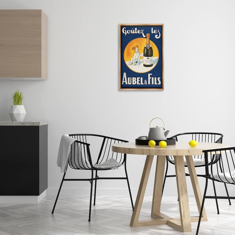 Stupell Dog & Wine Advertisement Framed Floater Canvas Wall Art Design By Marcus Jules