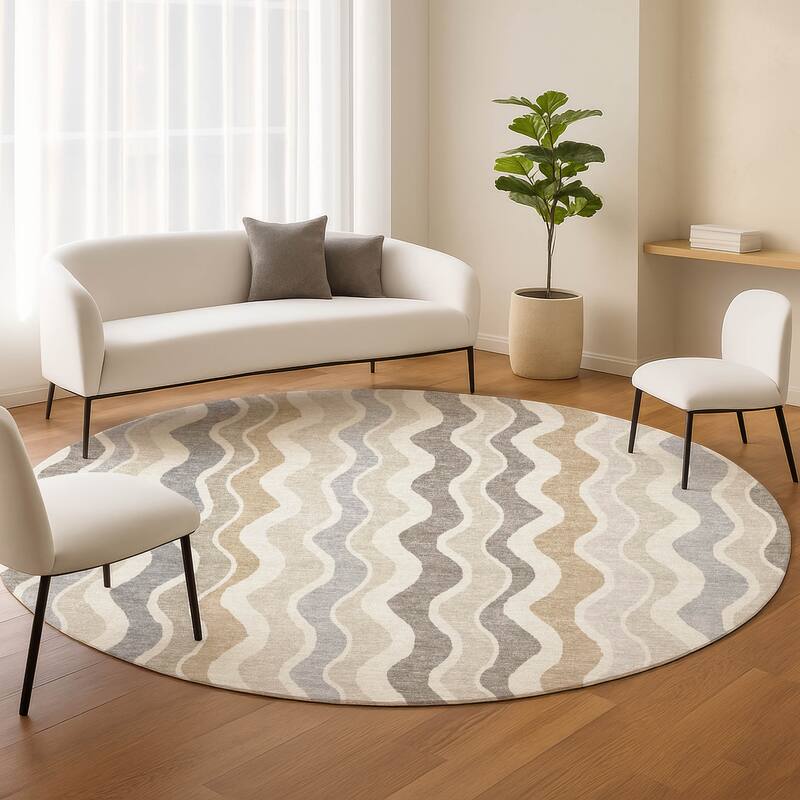 Machine Washable Indoor/ Outdoor Funky Stripe Chantille Rug