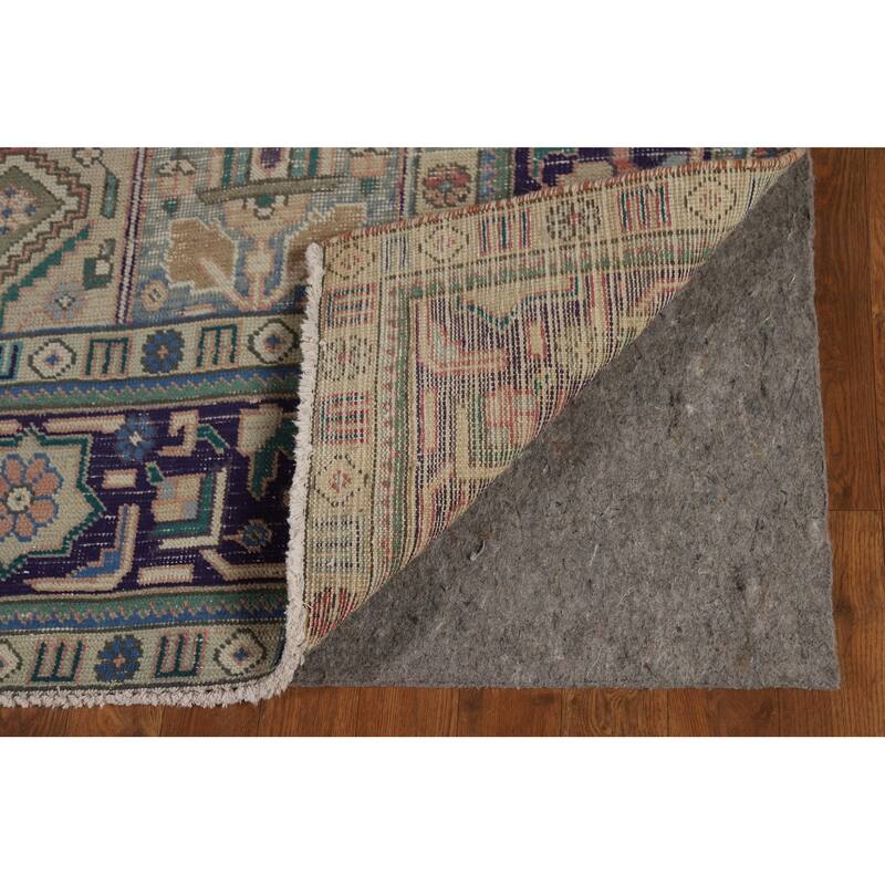 Vintage Geometric Tabriz Persian Area Rug Hand-Knotted Wool Carpet - 6'6" x 9'7"