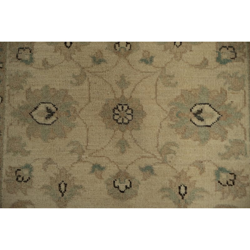Hand Knotted Oriental 100% Wool Carpet Traditional Floral Beige & Ivories Peshawar Runner Rug - 10' 2'' X 2' 10''