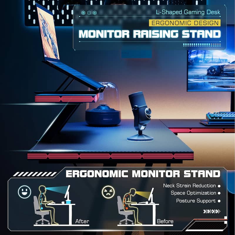 Homall L-Shaped Gaming Desk Computer Corner Desk Office Writing Desk
