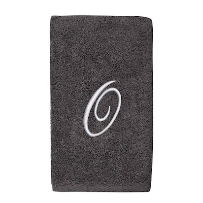 Avanti Linens Granite/Silver Script Monogram Hand Towel Letter O - Hand Towel