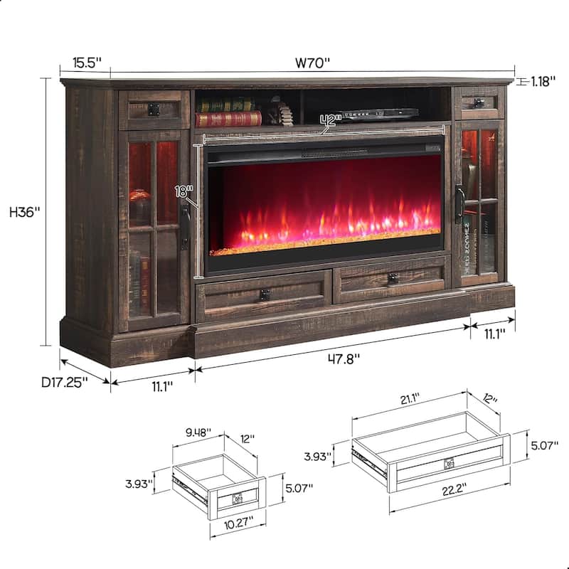 Fireplace TV Stand for 80 Inch TV, Entertainment Center,Media Console