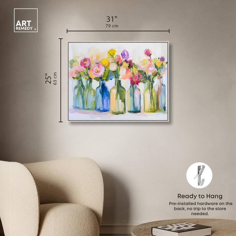 Bottles and Blooms Canvas by Art Remedy