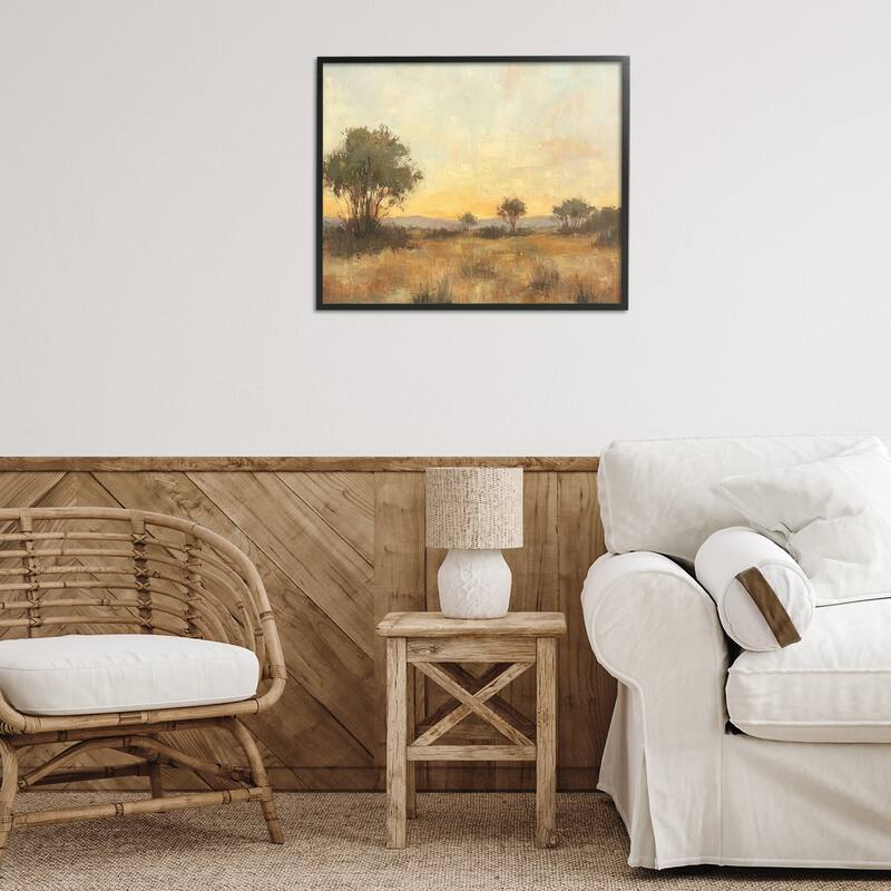 Stupell Honey Hued Horizon Framed Giclee Art Design By Petal Prints Design