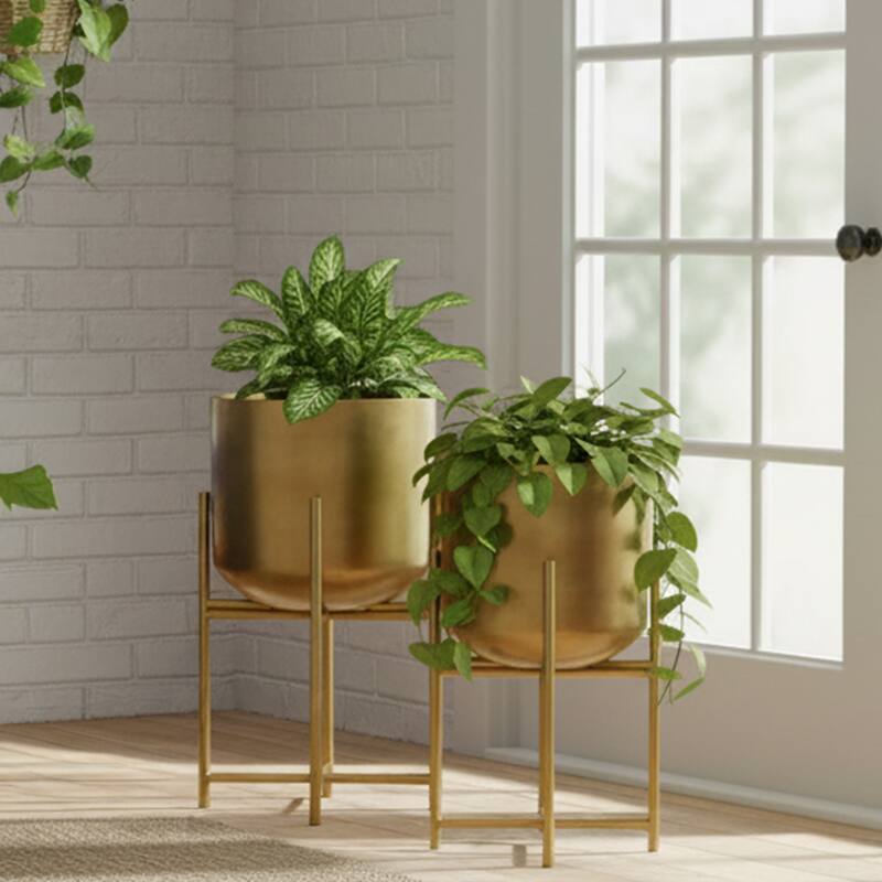 Aira Set of 2 Planters Foldable Metal Stand