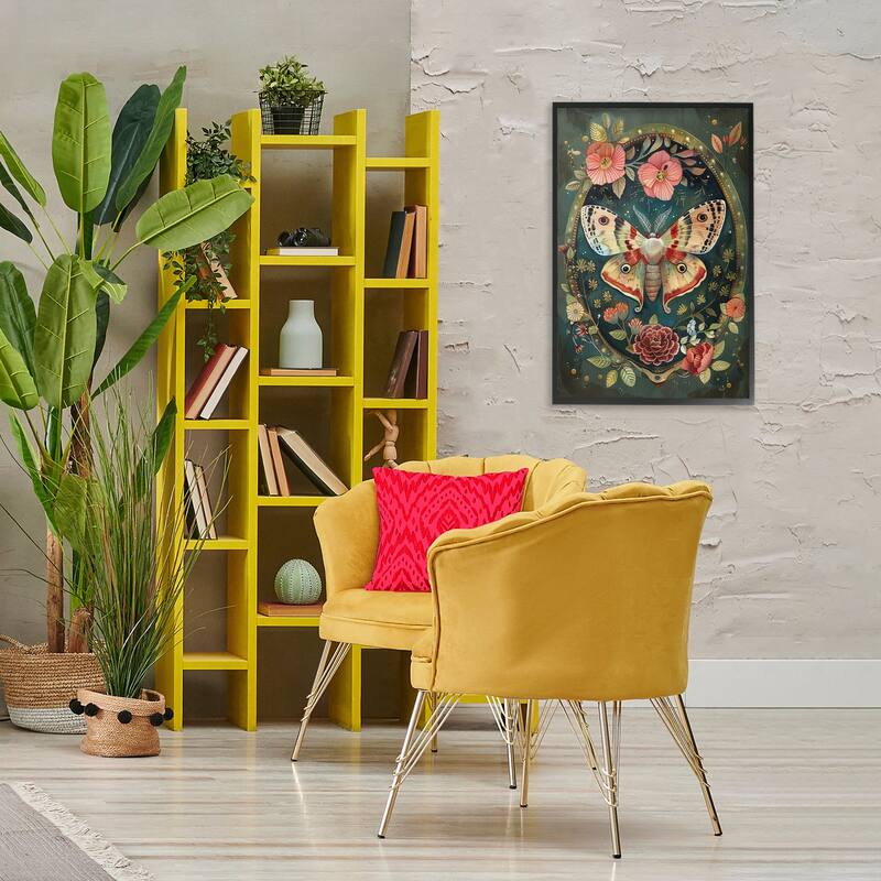 Stupell Victorian Moth & Florals Framed Giclee Art Design By The Dutch Lady
