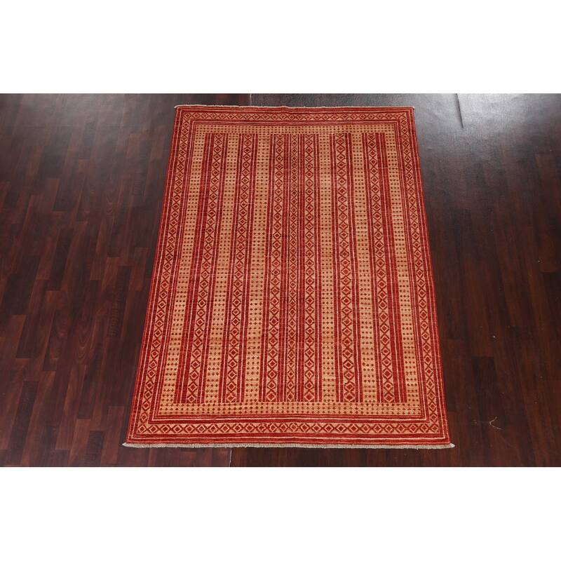 Tribal Gabbeh Kashkoli Oriental Wool Area Rug Handmade Office Carpet - 5'7" x 7'8"